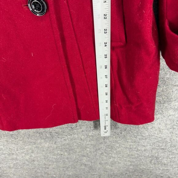 Anne Klein Coat Women M Medium Red Button Up Collared Long Sleeve Wool Lined - Picture 5 of 7